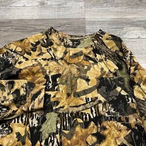 Vintage Jerzees Mossy Oak Forest Floor Camo Tan Green XL Hunting Outdoor Shirt